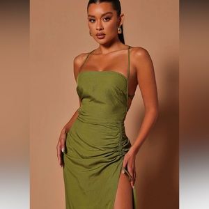 Nicolette Linen Maxi Dress - Olive